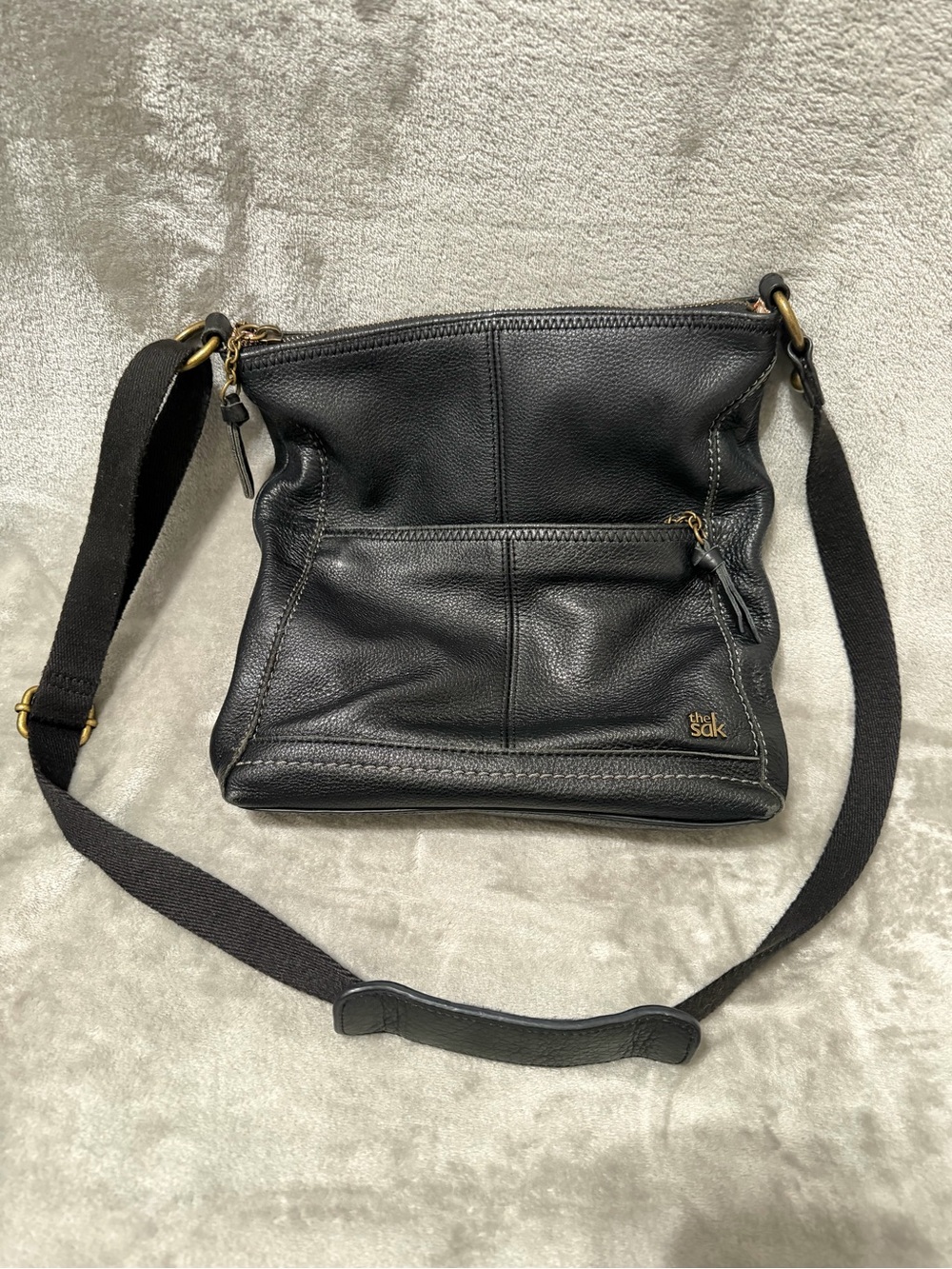 The Sak Iris Black Pebbled Leather Crossbody Bag  Slouchy Purse